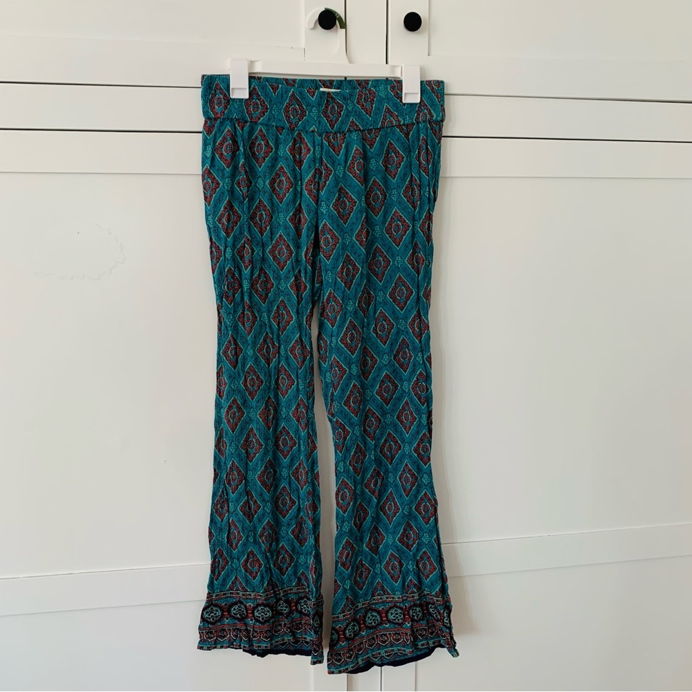 O’neill Green Print Low Rise Flare Pants Size Large